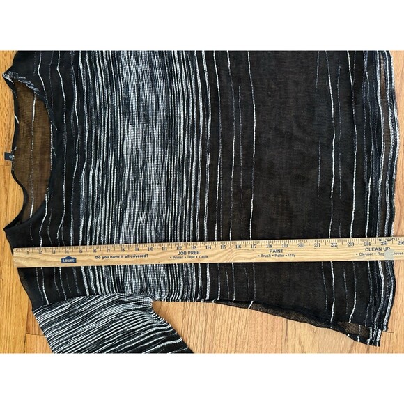 Eileen Fisher Organic Linen Blend Knit Top Small Black Striped Long Sleeve - Picture 6 of 9